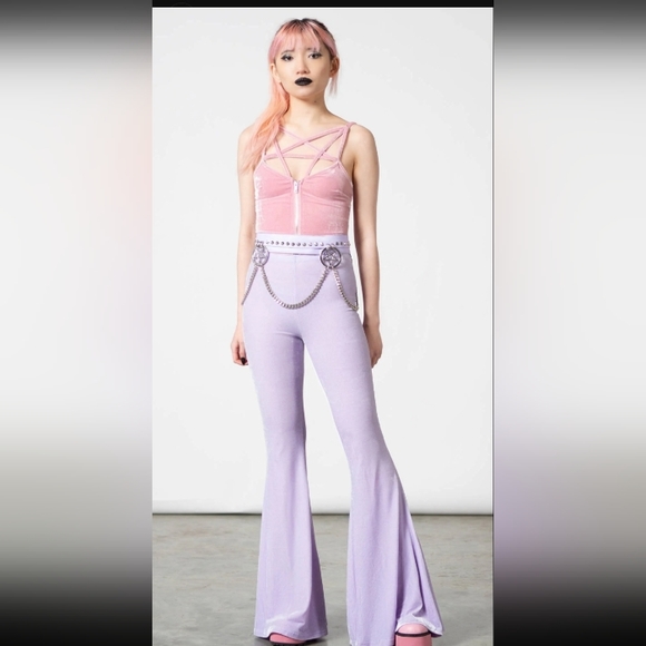 Killstar Moondance super soft velvet pastel goth bellbottoms! fave pants! SOLD - Picture 5 of 8
